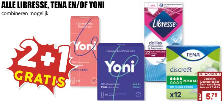 Aanbieding: Maandverband, inlegkruisjes en tampons