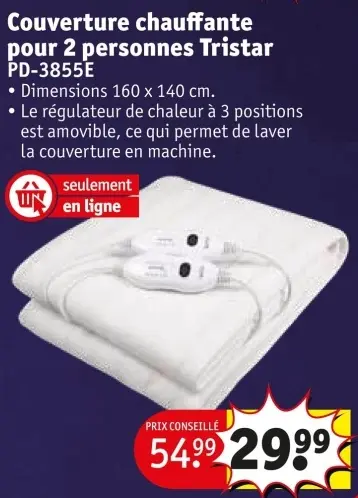 Offre: Couverture chauffante pour 2 personnes