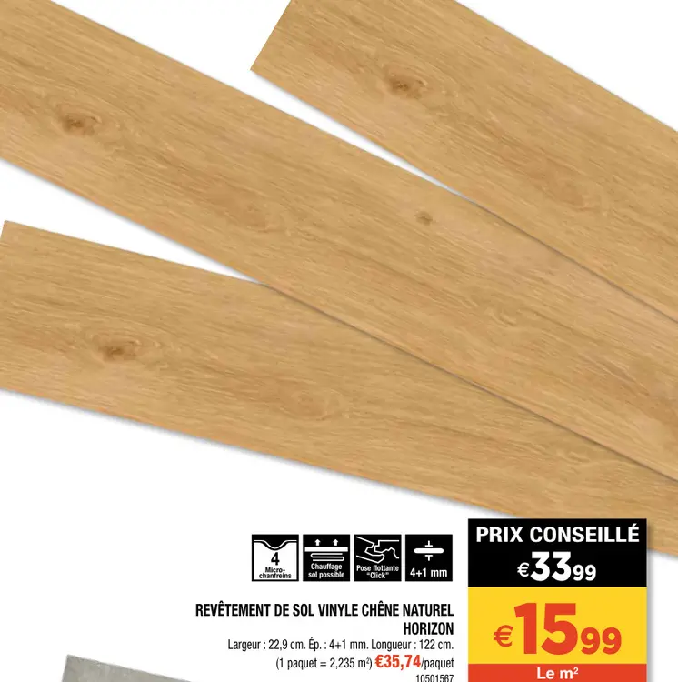 Aanbieding: Revêtement de sol vinyle chêne naturel horizo