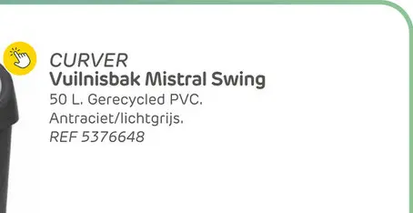 Promotie: Curver vuilnisbak mistral swing recycled pvc antraciet lichtgrijs 50l