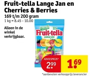 Promotie: Fruit-tella Lange Jan en Cherries & Berries