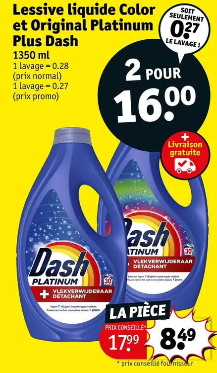 Offre: Lessive liquide Color et Original Platinum Plus