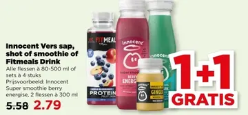 Aanbieding: Innocent Vers sap, shot of smoothie of Fitmeals Drink
