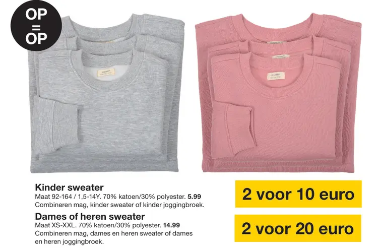 Promotie: Kinder, dames of heren sweater
