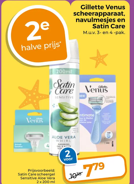 Aanbieding: Gillette Venus scheerapparaat, navulmesjes en Satin Care