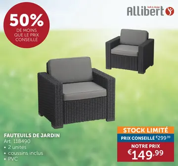 Offre: Set De 2 Fauteuils De Jardin Avec Coussins
