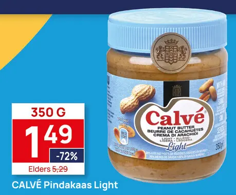 Aanbieding: 2 potten Calvé Pindakaas light 350g