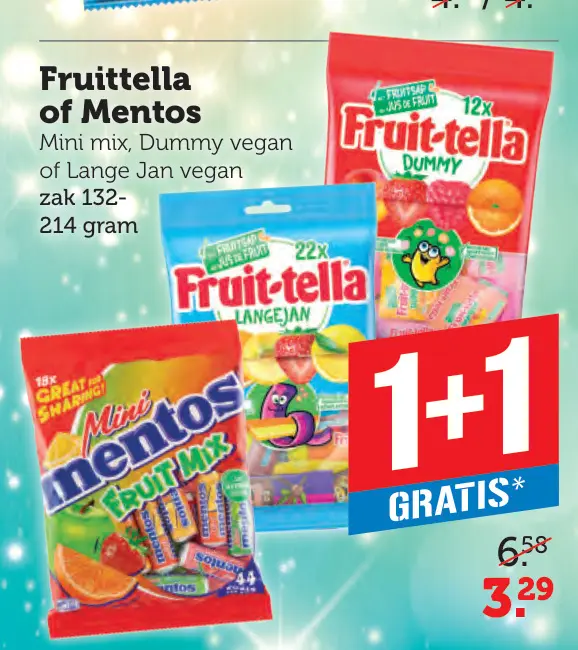 Aanbieding: Fruittella of Mentos