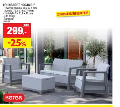 Promotie: Keter Scandi loungeset ash grey