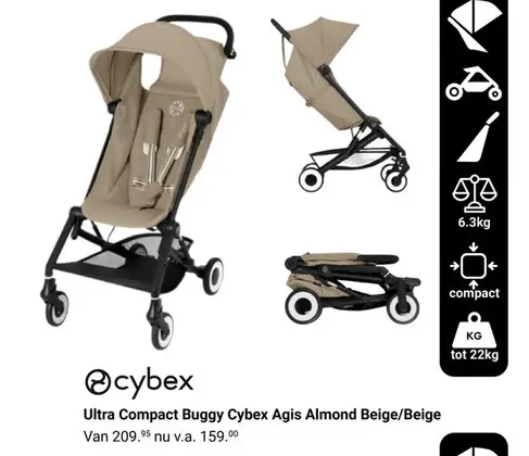 Aanbieding: Ultra Compact Buggy Cybex Agis Almond Beige/B