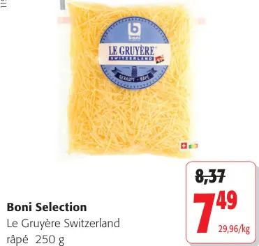 Offre: Le Gruyère Switzerland râpé