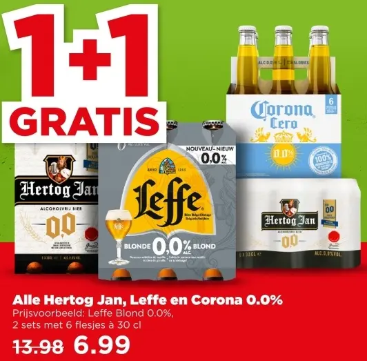 Aanbieding: Hertog Jan, Leffe en Corona 0.0%