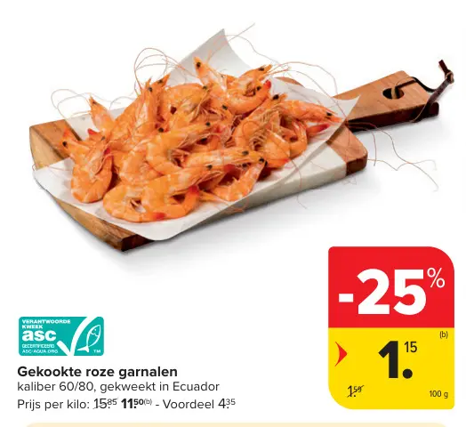 Promotie: Gekookte roze garnalen