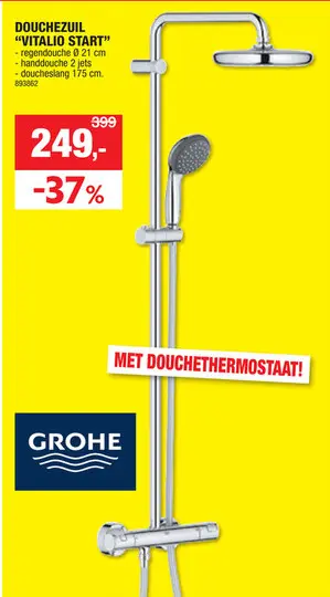 Promotie: GROHE Vitalio Start douchezuil met regendouche