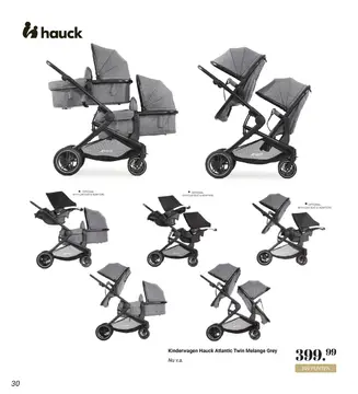 Aanbieding: Kinderwagen Hauck Atlantic Twin Melange Grey