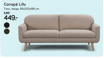 Offre: Canapé Lilly 3 places - beige