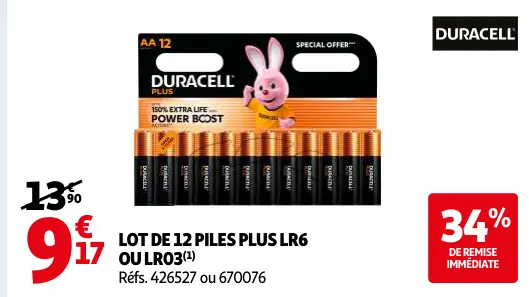 Offre: Piles plus lr6 ou lr03