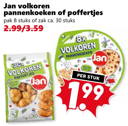 Aanbieding: Volkoren pannenkoeken of poffertjes