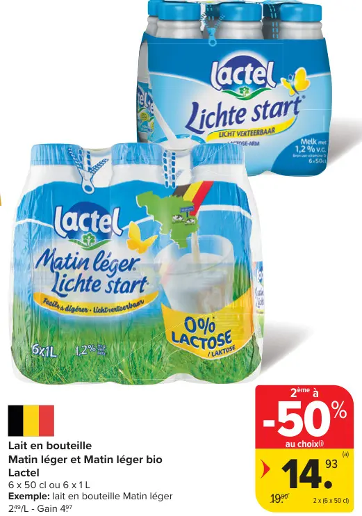Offre: Lait en bouteille Matin léger et Matin léger 
