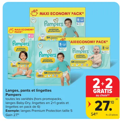 Offre: Langes, pants et lingettes