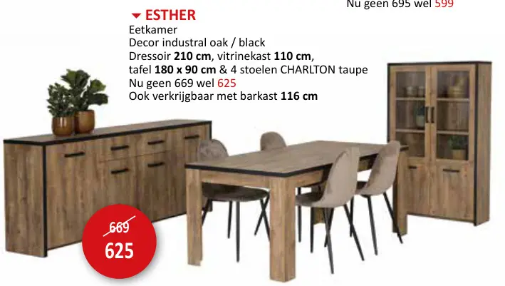 Aanbieding: Esther Eetkamer Decor industrial oak / black