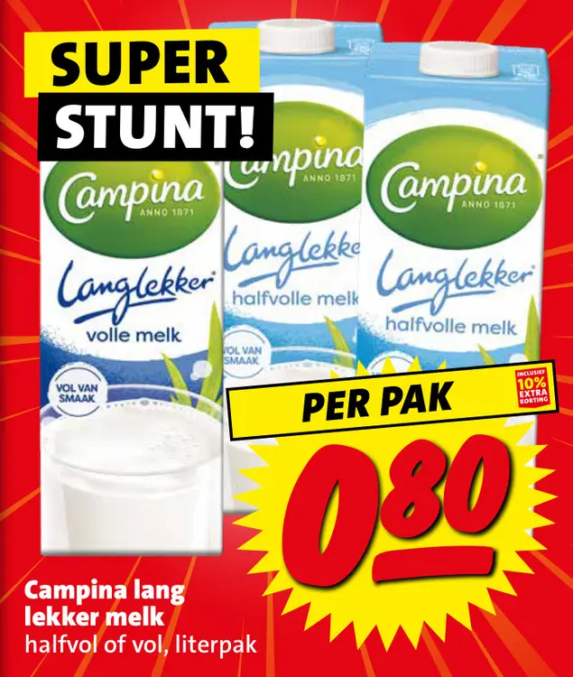Aanbieding: Campina lang lekker melk