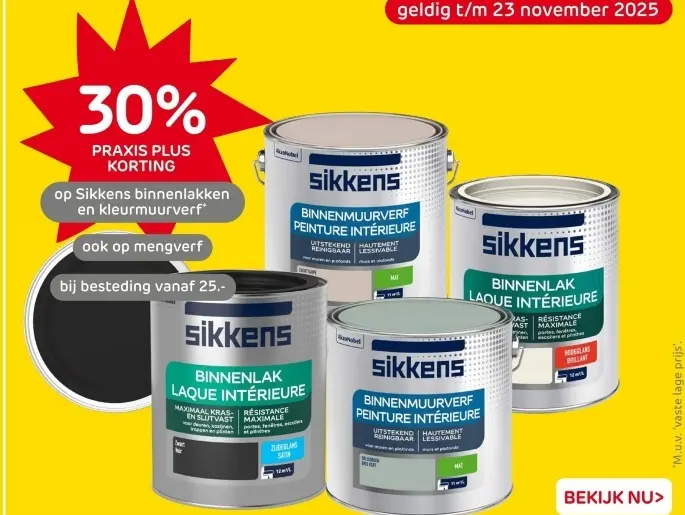 Aanbieding: Sikkens binnenlakken en kleurmuurverf