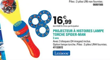Offre: PROJECTEUR À HISTOIRES LAMPE TORCHE SPIDER-MA