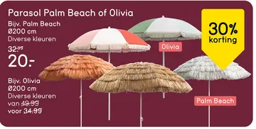 Aanbieding: Parasol Palm Beach - bruinrood - Ø200 cm