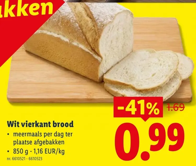 Promotie: Wit vierkant brood