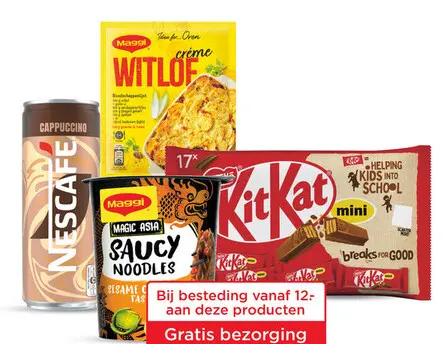 Aanbieding: Nescafé ijskoffie, Maggi mixen en noodles, Chocolade mini's