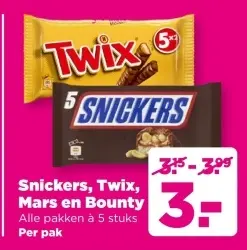 Aanbieding: Snickers, Twix, Mars en Bounty