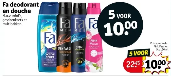 Aanbieding: Fa deodorant en douche