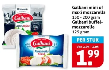 Aanbieding: Galbani mini of maxi mozzarella of Galbani buffelmozzarella