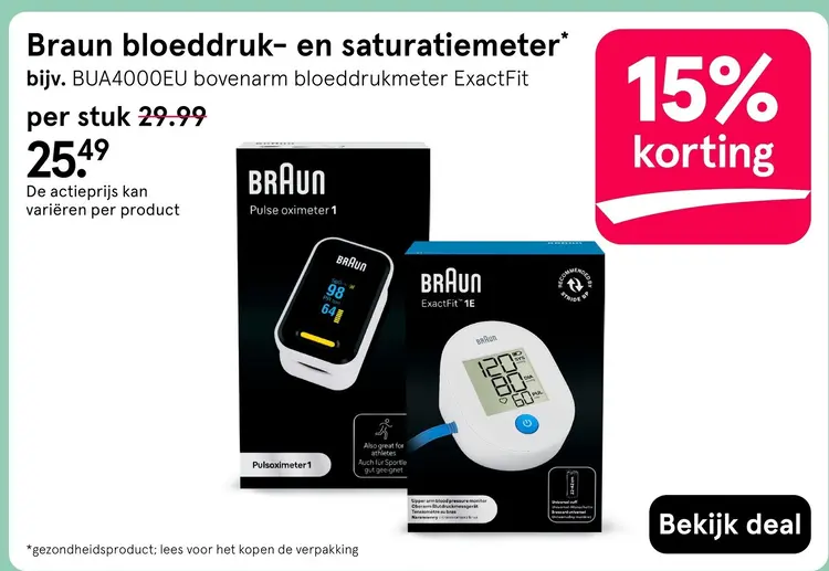 Aanbieding: Braun bloeddruk- en saturatiemeter