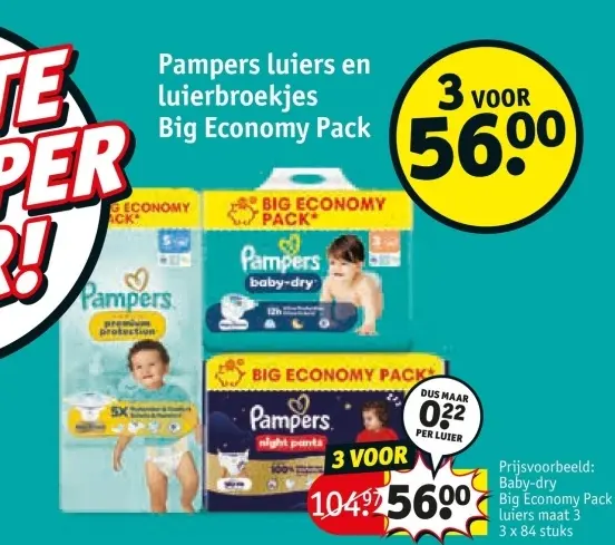 Aanbieding: Pampers luiers en luierbroekjes