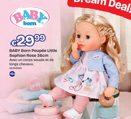 Offre: BABY Born Little Sophian Rose pop 36cm