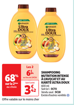 Aanbieding: SHAMPOOING NUTRITION INTENSE À L'AVOCAT ET AU KARITÉ ULTRA DOUX