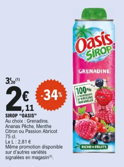 Offre: Sirop "Oasis"
