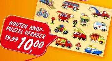 Aanbieding: HOUTEN KNOP-PUZZEL VERKEER