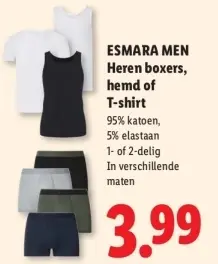 Aanbieding: Heren boxers, hemd of T-shirt