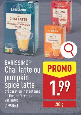 Offre: Chai latte ou pumpkin spice latte
