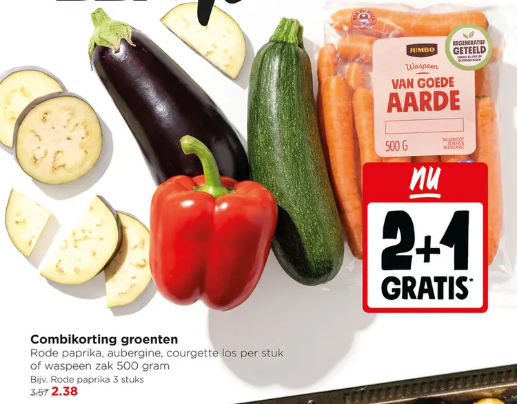 Aanbieding: Rode paprika, aubergine, courgette of waspeen