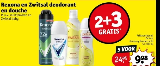Aanbieding: Rexona en Zwitsal deodorant en douche