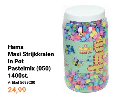 Aanbieding: Hama Maxi Strijkkralen in Pot - Pastelmix (050), 1400st.
