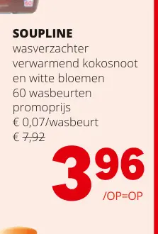 Promotie: wasverzachter verwarmend kokosnoot en witte bloemen