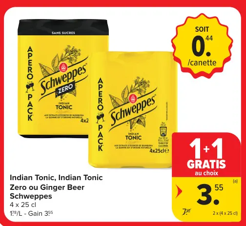 Offre: Indian Tonic, Indian Tonic Zero ou Ginger Beer