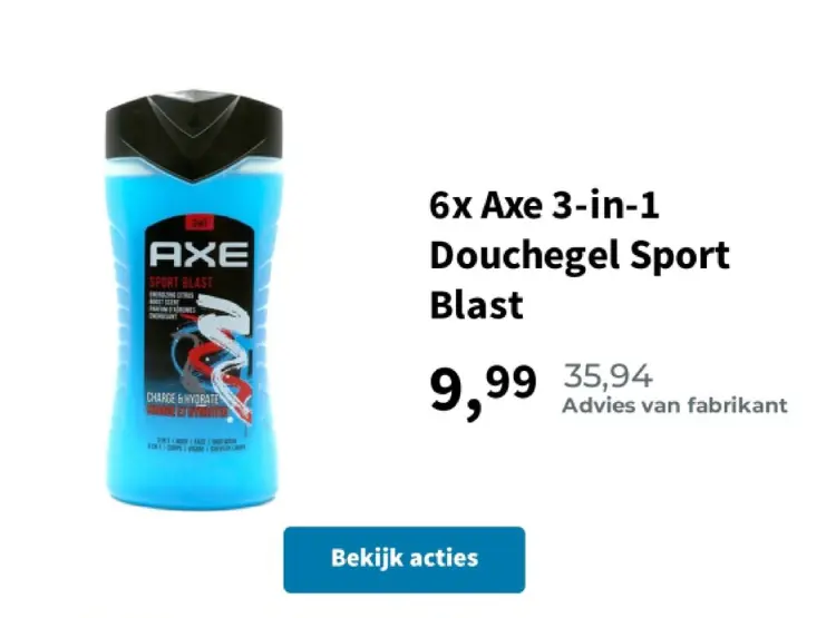 Promotie: Axe 3-in-1 Douchegel Sport Blast
