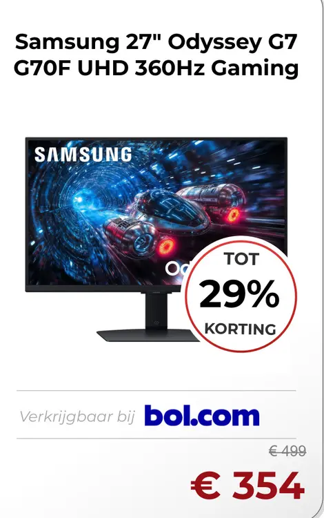 Aanbieding: Samsung 27" Odyssey G7 G70F UHD 360Hz Gaming