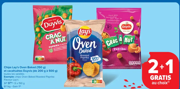 Offre: Chips Lay's Oven Baked et cacahuètes Duyvis